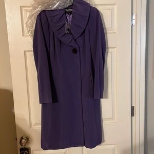 Purple/Plum long wool coat.  Wool lined coat Never worn NWT size XS